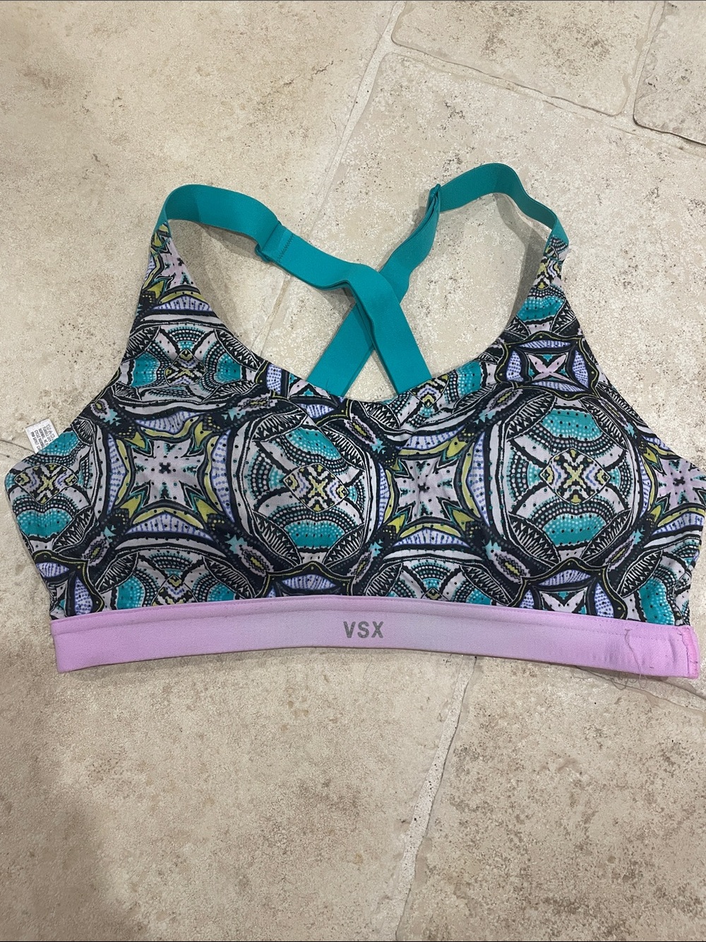Victorias Secret Sport VSX Patterned Cross-Back Sports Bra 32C